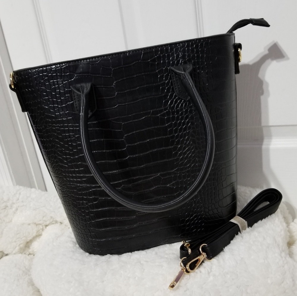 Diophy Black Patent Leather Tote